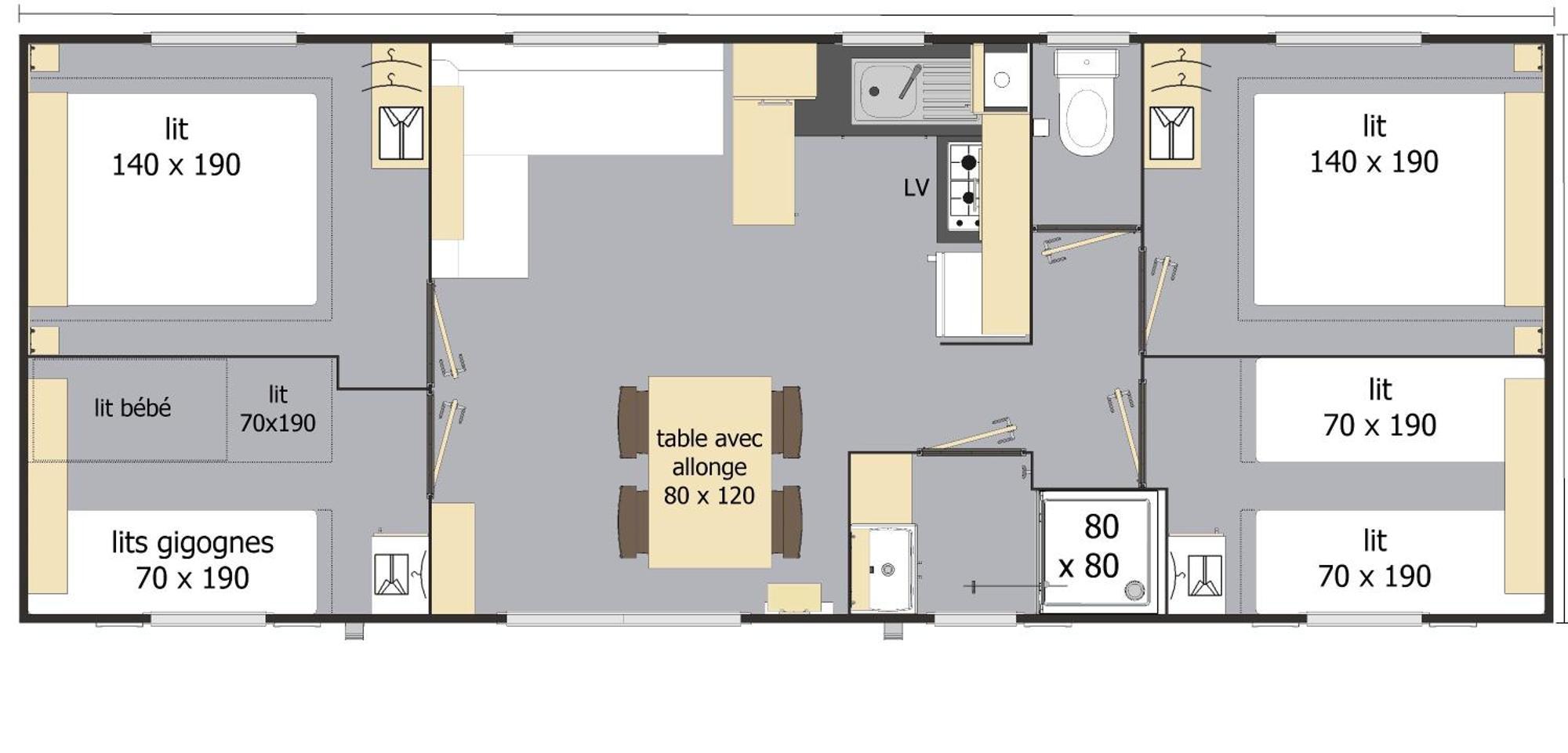 Mobil Home Xxl 4 Chambres - Camping Les Jardins Du Morbihan Monterblanc الغرفة الصورة